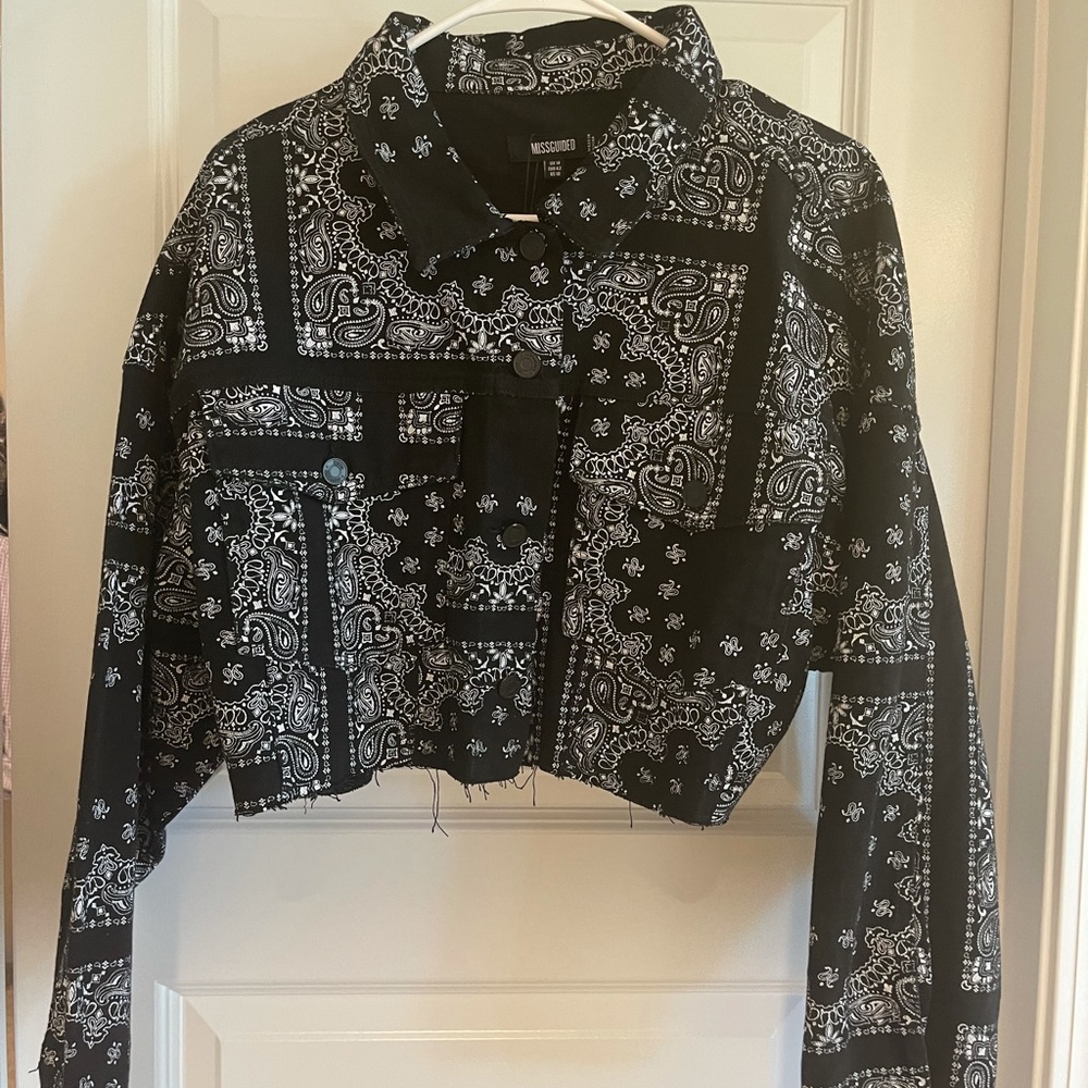 Black co ord bandana print cropped Jacket